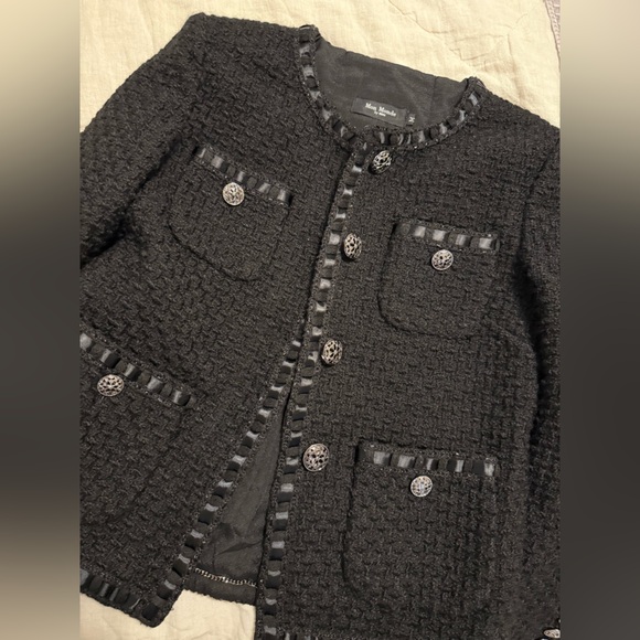 Elegant Black Tweed Jacket classic sophistication modern elegance size medium - Picture 5 of 16